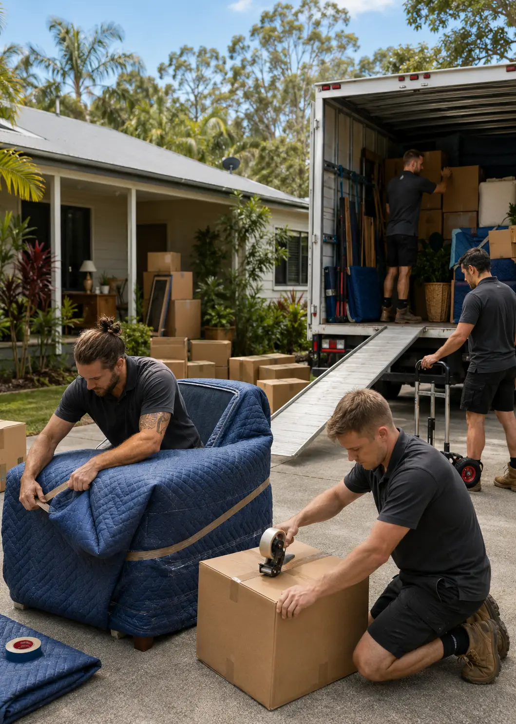 Kingaroy rural property removalists preparing wrapped furniture and cartons for a regional move